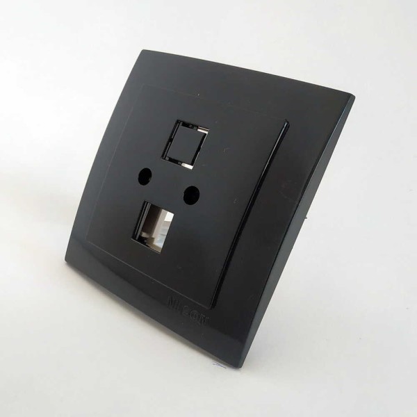 Розетка Nilson Touran чорна комп'ютерна 2-на CAT5e RJ45 ( 24221046 )