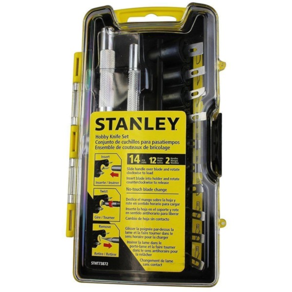 Набор скальпелей Stanley Hobby (12 различных типов лезвий и две рукоятки) - фото №2