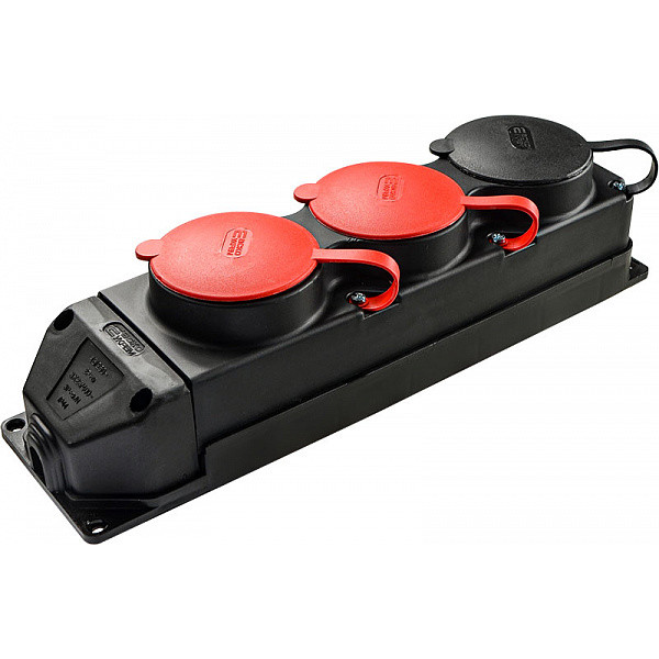 Каучукова колодка Аско-Укрем 3Р+РЕ 2×25А/1×16A*2P+PE 3-х місна з кришкою (A0250010014)