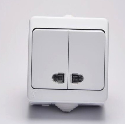 Выключатель 2-клавишный с подсветкой Gunsan Nemli - фото №1