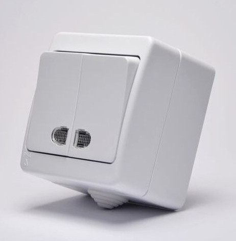 Выключатель 2-клавишный с подсветкой Gunsan Nemli - фото №2