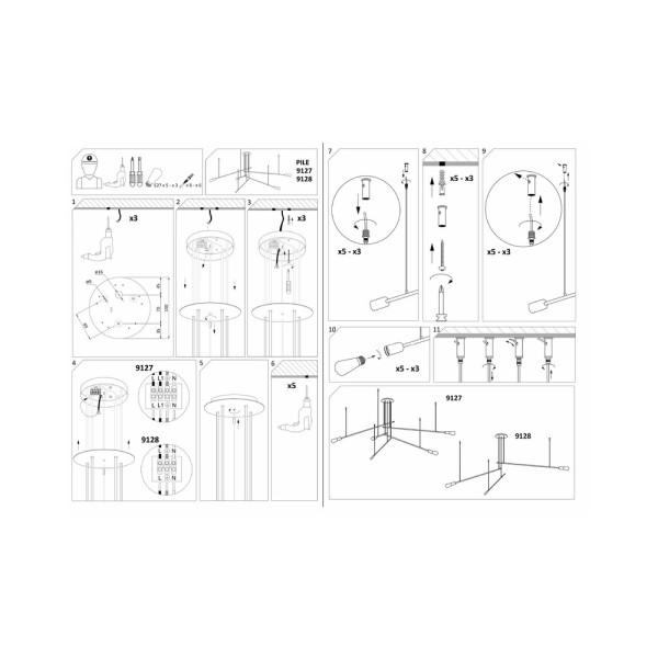 Люстра Nowodvorski 9127 Pile E27 5x60W IP20 Чорна - фото №2