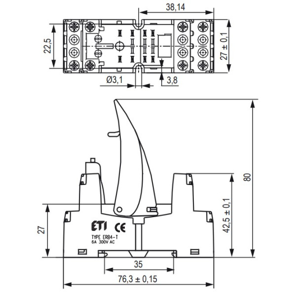 Цоколь ETI 002473014 ERB4-T тип Т (для ERM4) - фото №2