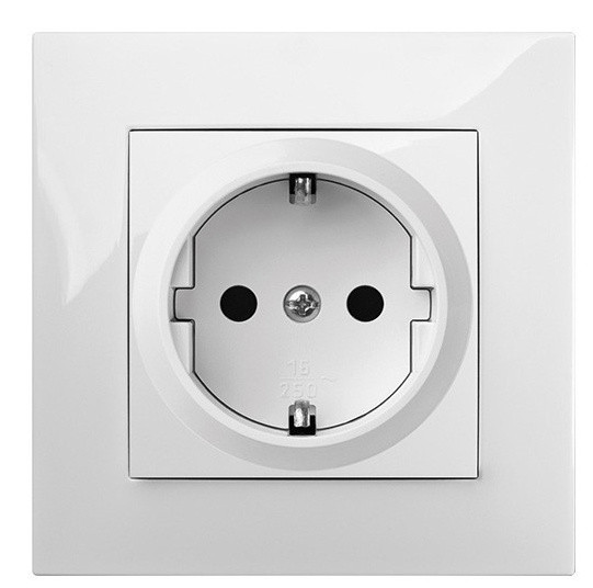Одномісна розетка Elektro-Plast Carla 1737-10 із з/к (білий) - фото №1