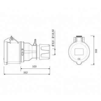 Роз'єм Bemis BC1-3505-2312 380В 5х32A поліамід IP44 (6.2.1.159077) - фото №1