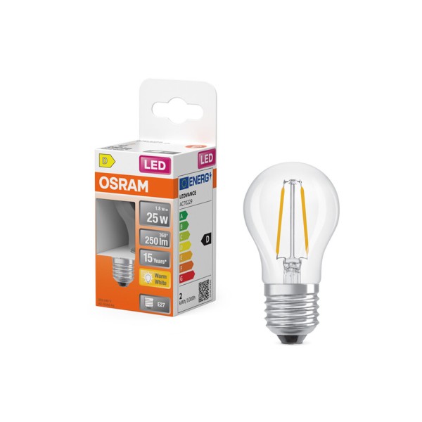 Светодиодная лампочка Osram 4099854467509 LED E27 1x1.8W 2700K 250Lm IP20 - фото №2