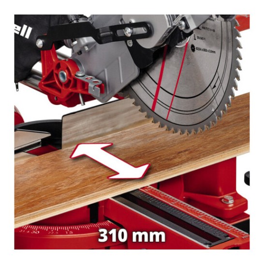 Торцева пила настільна з протяжкою Einhell 1900 Вт з лазером та нахилом диску вліво 45° (4300805) - фото №2