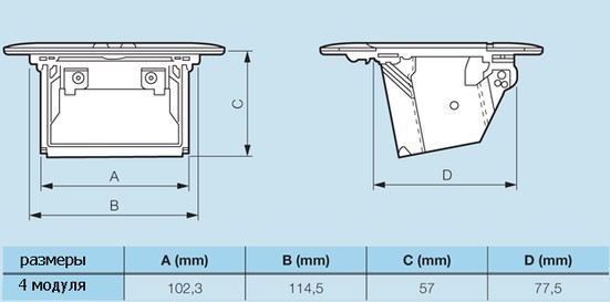 Лючок із висувним блоком Legrand 54021 4М (нержавіюча сталь) - фото №4