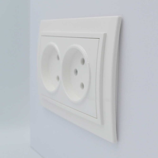 Розетка ELBI ZENA біла 2-на без заземлення ( 500-010200-908 ) - фото №1