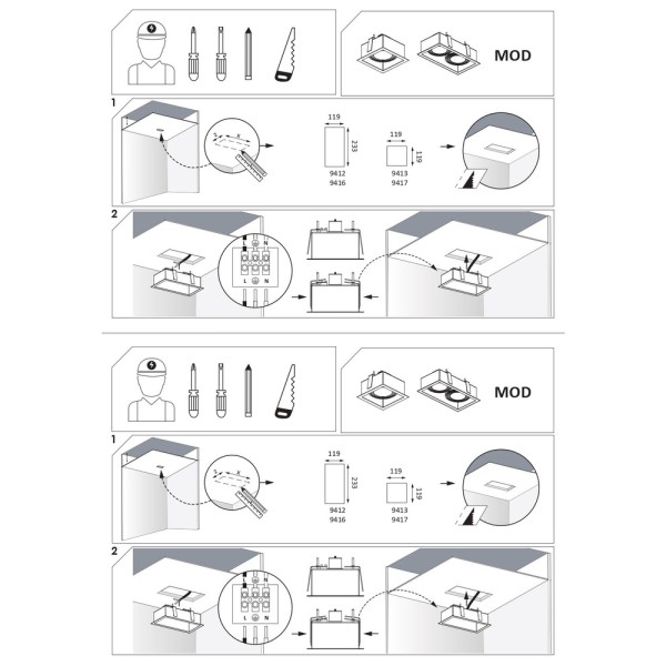 Точечный светильник Nowodvorski 9412 Mod GU10 2x15W IP20 белый - фото №2