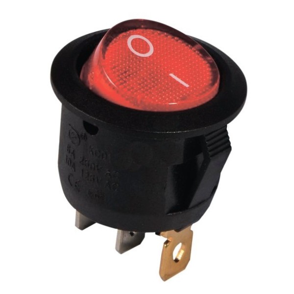 Переключатель TNSy KCD1-5-101N R/B круглый с подсветкой красный (TNSy5500717)