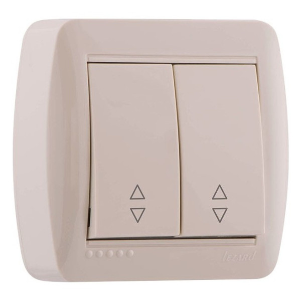 Выключатель 2-клавишный проходной кремовый Demet, Lezard