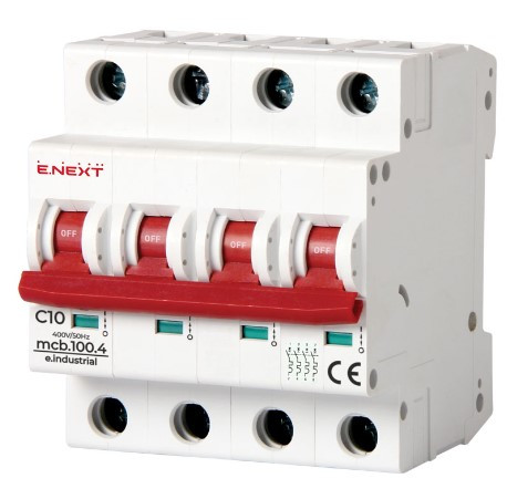 Модульный автоматический выключатель E.Next e.industrial.mcb.100.4.C10 4р 10А C (i0180029)