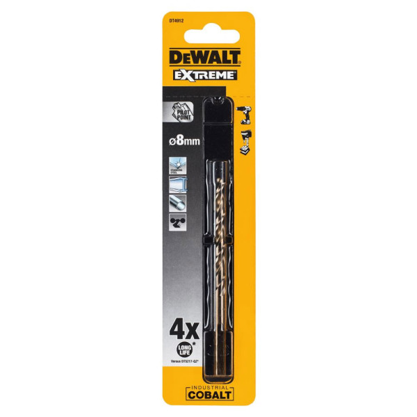 Кобальтовое сверло по металлу DeWALT DT4912 Extreme Industrial cobalt HSS-CO 8х117/72мм - фото №1