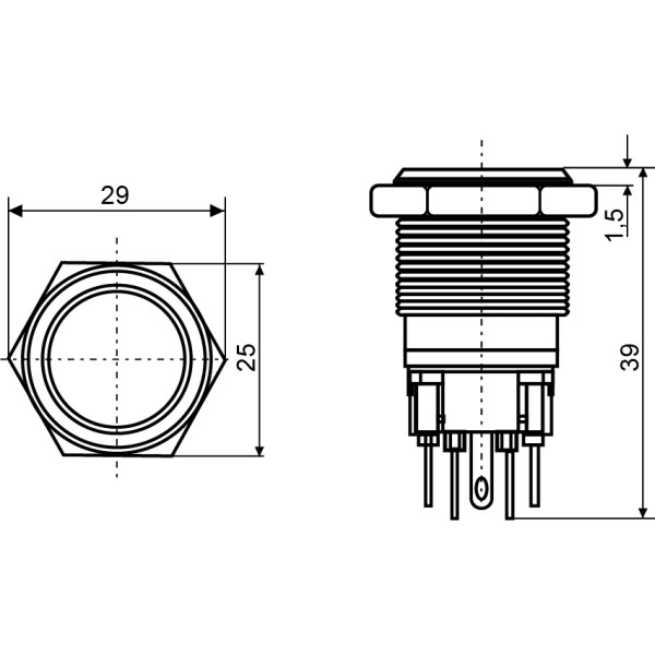 Кнопка Аско-Укрем TYJ 22-271 1NO+1NC 220В з підсвічуванням червона (A0140010133) - фото №4
