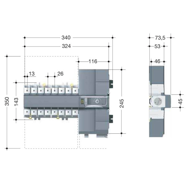 Перемикач АВР Hager HIC416A з мотоприводом - фото №2
