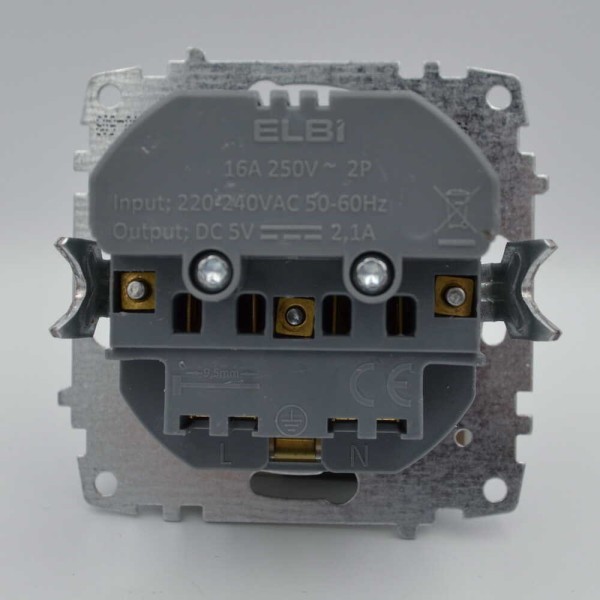 Розетка ZENA ELBI кремова 1-на з заземленням + 2USB без рамки ( 609-010300-317 ) - фото №1