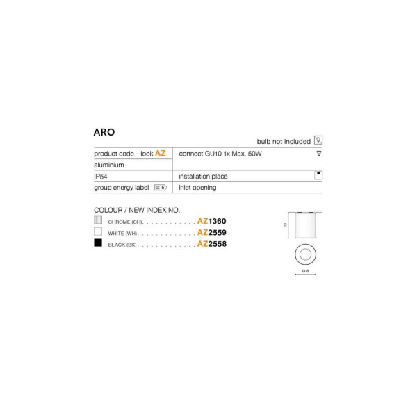 Точечный светильник Azzardo AZ2558 Aro GU10 1x40W IP20 - фото №1