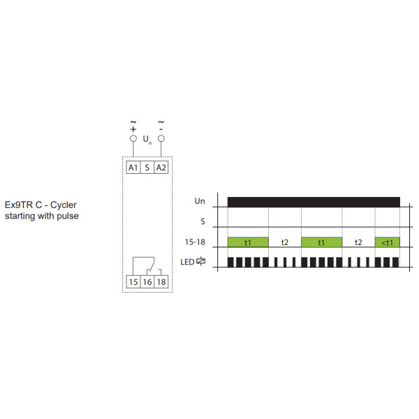 Циклічне реле часу NOARK Ex9TR C 1CO 1CO 12-240В AC/DC (111729) - фото №3