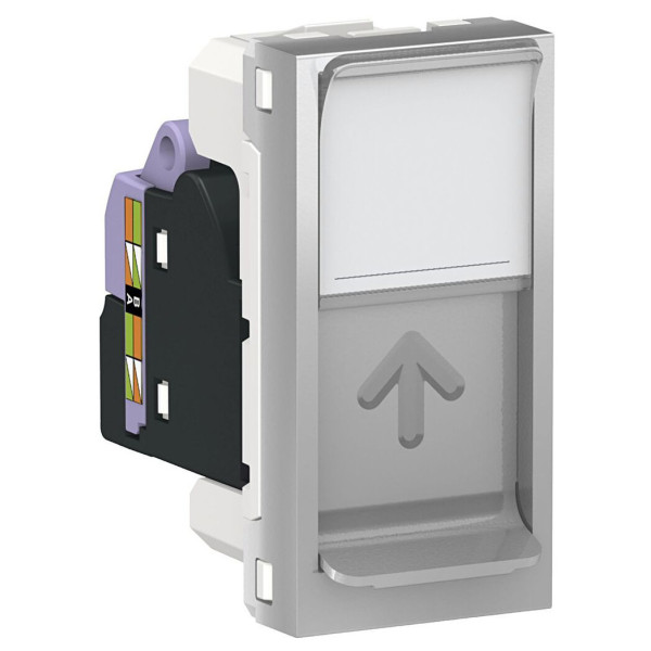 Одинарна комп'ютерна розетка Schneider Electric NU341430 RJ45 cat.6 UTP із полем для напису 1М (алюміній)