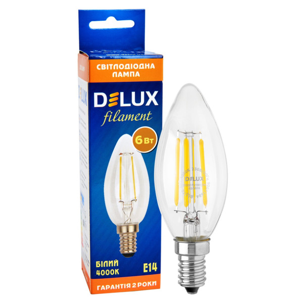Лампа філаментна DELUX BL37B 6Вт 4000K 220В E14 - фото №2