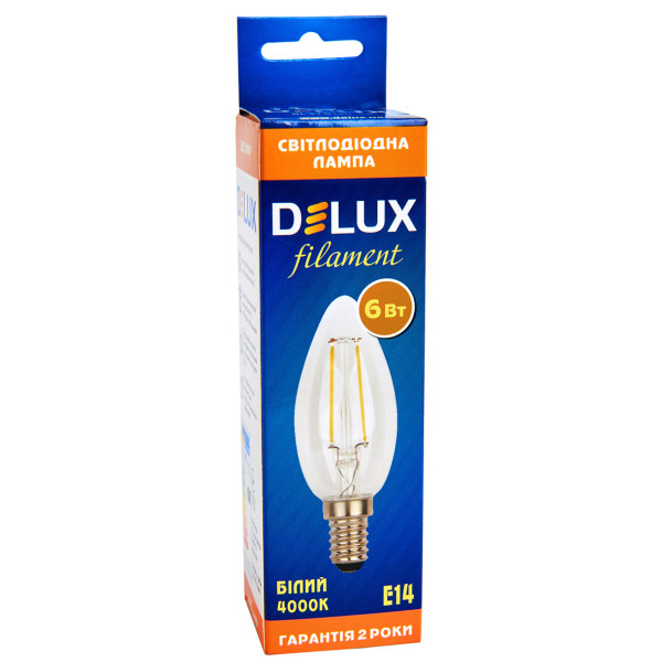 Лампа філаментна DELUX BL37B 6Вт 4000K 220В E14 - фото №3