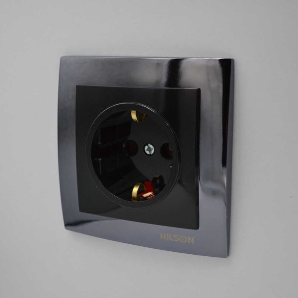 Розетка Nilson Touran чорная 1-я с заземлением ( 24221017 ) - фото №2