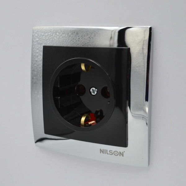 Розетка Nilson Touran чорная 1-я с заземлением ( 24221017 ) - фото №4