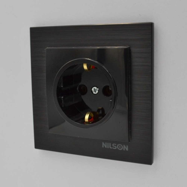 Розетка Nilson Touran чорная 1-я с заземлением ( 24221017 ) - фото №8
