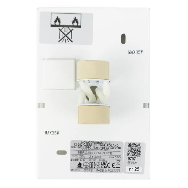 Бра, настінний світильник Nowodvorski 9707 Bergen GU10 2x10W IP20 графітовий - фото №4