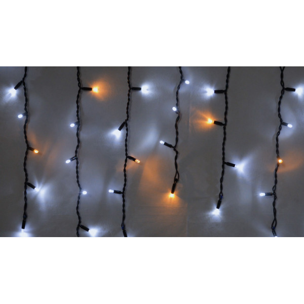 Вулична LED гірлянда Delux EN ICICLE 75LED (90015182) 2x0,7м 18 миготливих жовтих діодів IP44 чорний шнур - фото №1