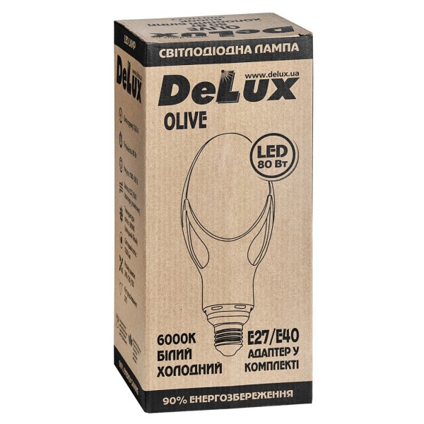 Світлодіодна лампа DELUX OLIVE 80Вт E27/Е40 6000K (адаптер у комплекті) - фото №2