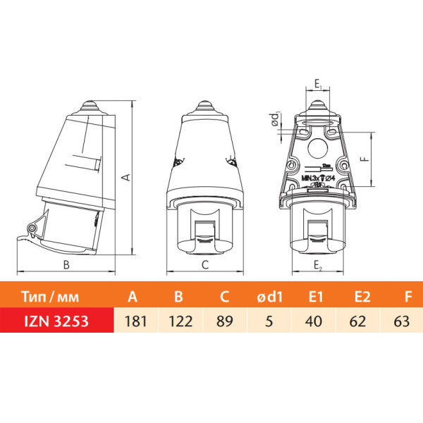 Настенный разъем Sez IZN3253 - фото №2