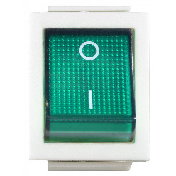 Переключатель Аско-Укрем KCD2-201N GR/WH (0-I) с подсветкой зеленый (A0140040104) - фото №1
