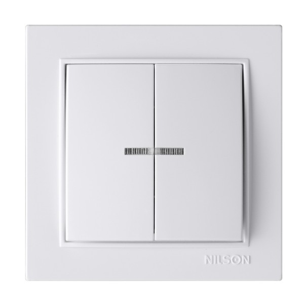 Выключатель Nilson Thor белый 2кл с подсветкой ( 27111004 )