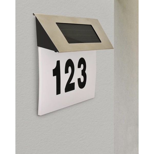 Вуличний світильник на сонячній батареї Goldlux 309570 House Number LED 6500K IP44 сріблястий - фото №1