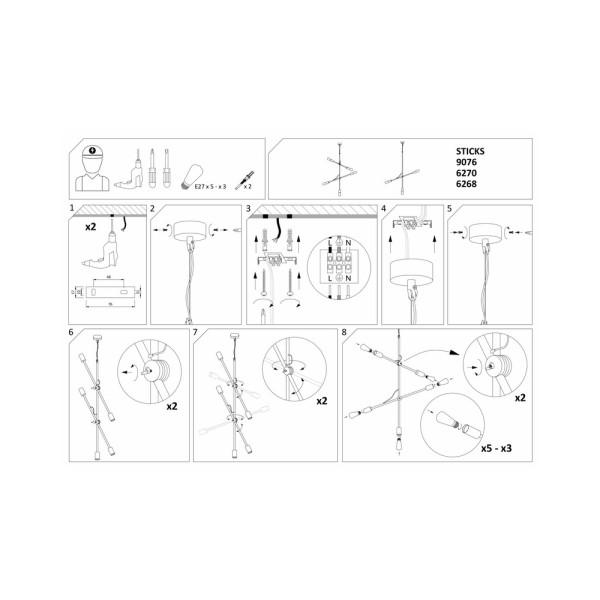 Підвісний світильник Nowodvorski 39076 Sticks E27 5x60W IP20 Gold - фото №4