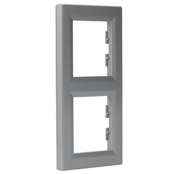 Рамка двойная вертикальная алюминий Asfora, EPH5810261 - фото №1