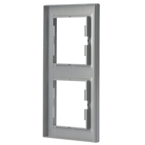 Рамка двойная вертикальная алюминий Asfora, EPH5810261 - фото №3