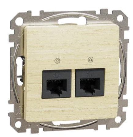 Двойная компьютерная розетка Schneider Electric Sedna Design & Elements RJ45 кат. 5е UTP береза SDD180452
