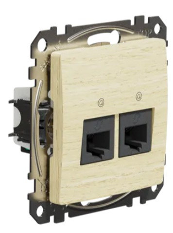 Двойная компьютерная розетка Schneider Electric Sedna Design & Elements RJ45 кат. 5е UTP береза SDD180452 - фото №1