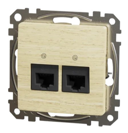 Двойная компьютерная розетка Schneider Electric Sedna Design & Elements RJ45 кат. 5е UTP береза SDD180452 - фото №4