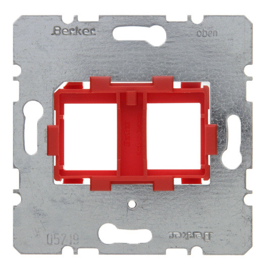 Опорна пластина для модульних роз'ємів, з червоною вставкою, 2-місна (механізм) Berker