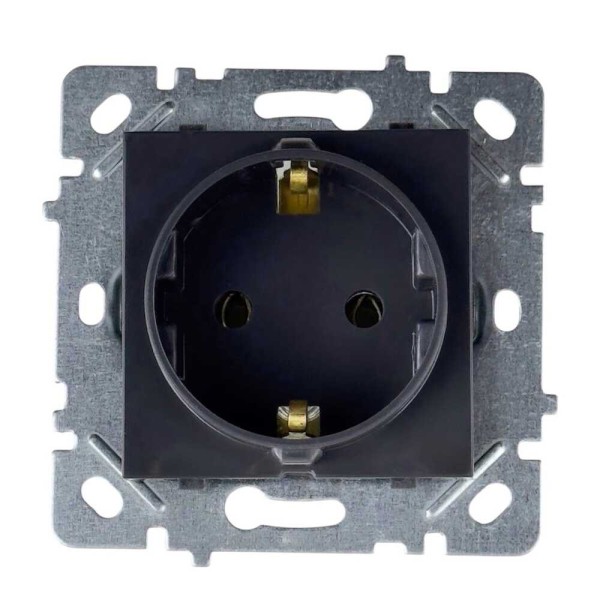 Розетка Nilson Selene антрацит 1-на з заземленням без рамки ( 23360417 )