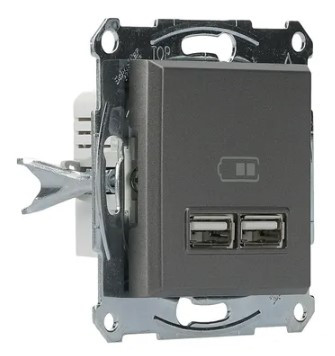 USB розетка Schneider Electric Asfora EPH2700262 (сталь) - фото №1