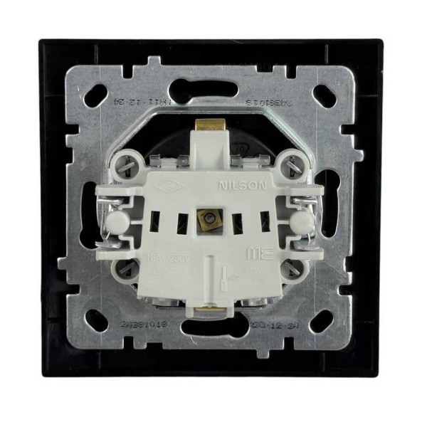 Розетка Nilson Touran черная мат 1-я с заземлением с крышкой ( 24381018 ) - фото №3