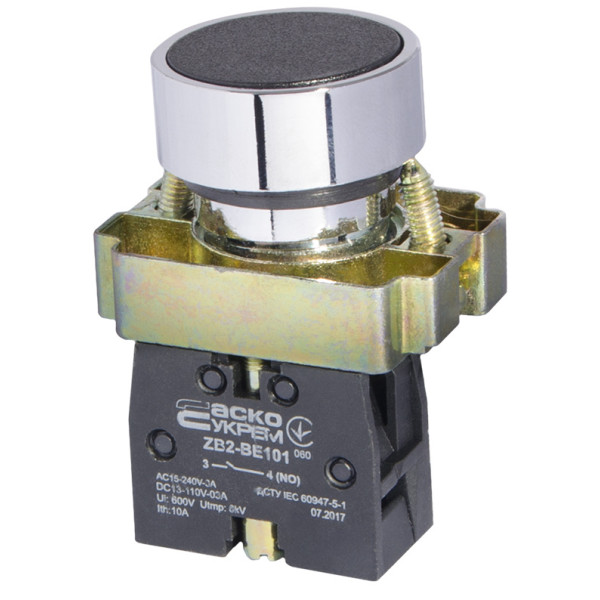 Кнопка Аско-Укрем XB2-BA21 «Старт» чорна (A0140010001) - фото №1