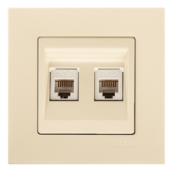 Розетка телефонная двойная (cat3) Gunsan Eqona крем