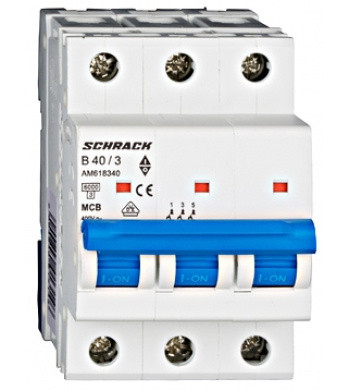 Автоматичний вимикач 40А 3P 6ка х-ка B, Schrack