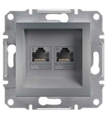 Розетка компьютерная 6 UTP двойная без рамки сталь Asfora, EPH4800162
